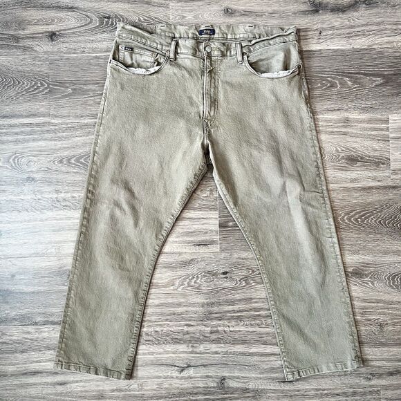 Polo Ralph Lauren Jeans Mens 40x32 Brown Green Denim Varick Straight Stretch - Picture 1 of 12